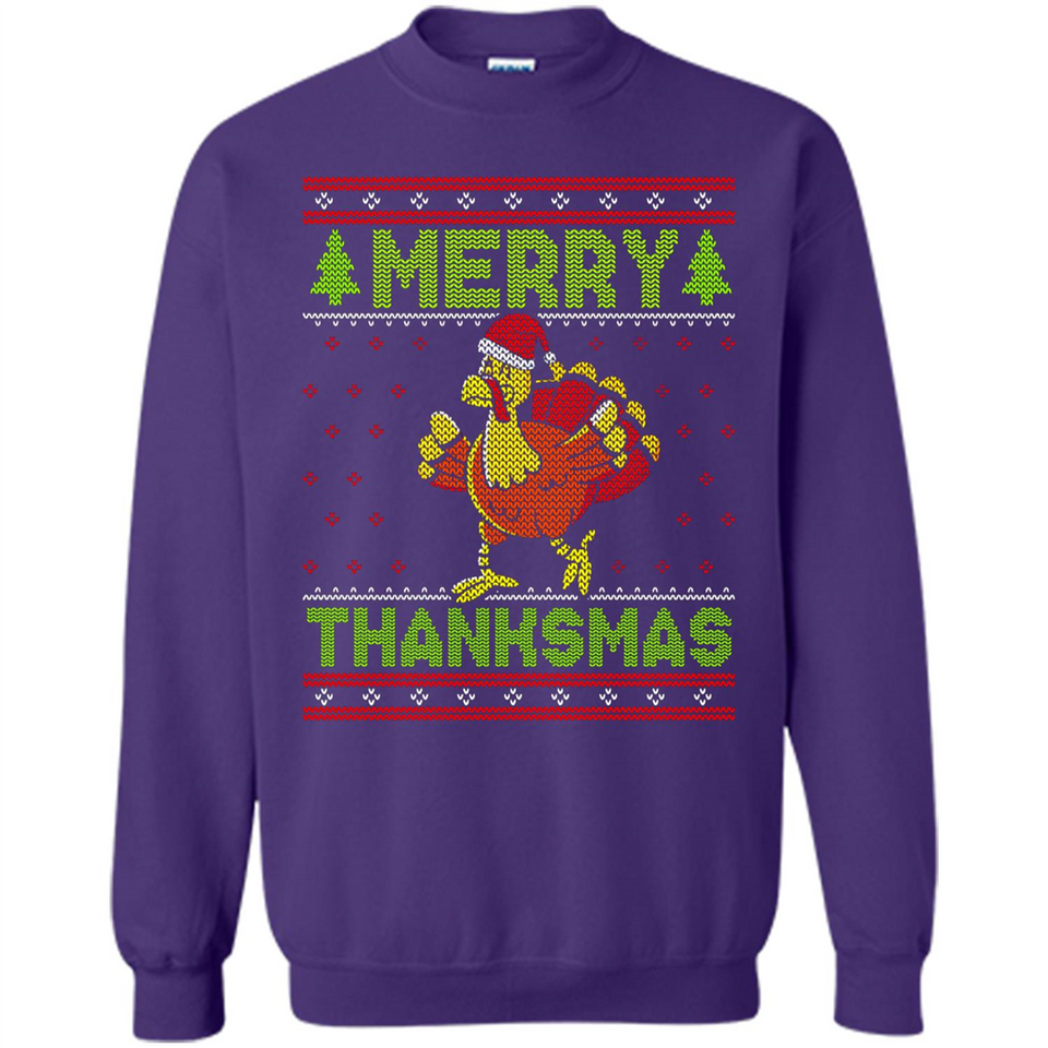 Merry Thankmas Ugly Xmas Thanksgiving Turkey Sweatshirt - Sweatshirt