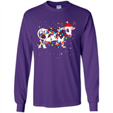 Christmas Lights Cow Wearing Santa Hat Funny Xmas Sweatshirt - Long Sleeve T-Shirt