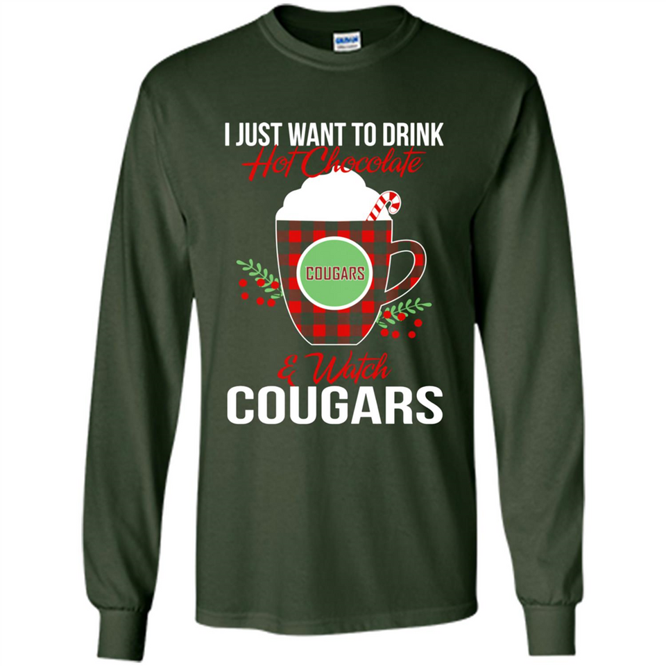 I Just Want To Drink Hot Chocolate & Watch Washington State Cougars Ugly Christmas Sweater PINGPONG