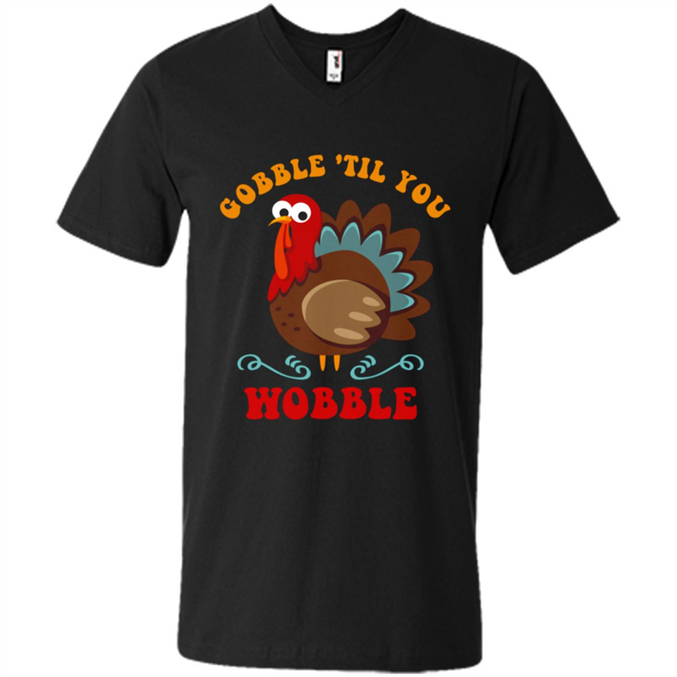 Thanksgiving Gobble Wobble Turkey - Men's V-Neck