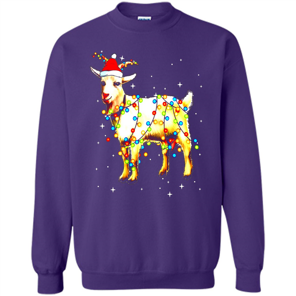 Christmas Lights Goat Wearing Santa Hat T-Shirt - Sweatshirt