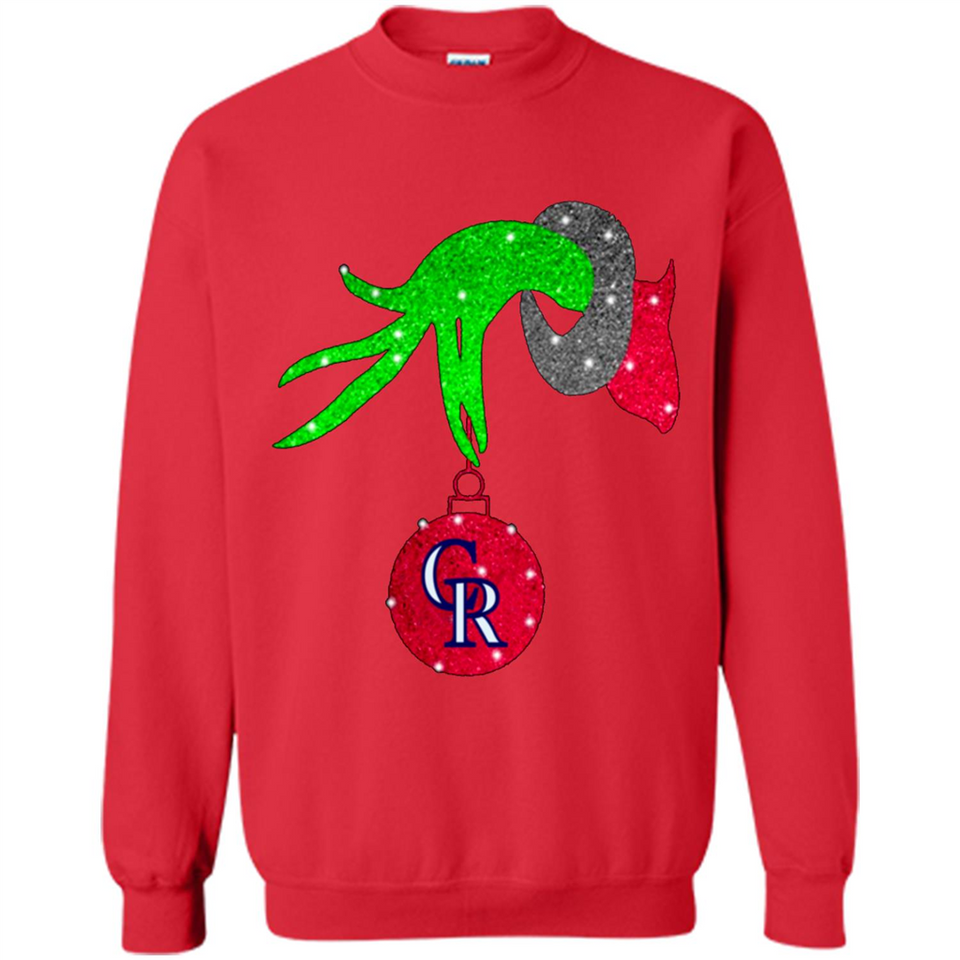 GRINCH HAND HOLDING COLORADO ROCKIES GLITTER CHRISTMAS PINGPONG