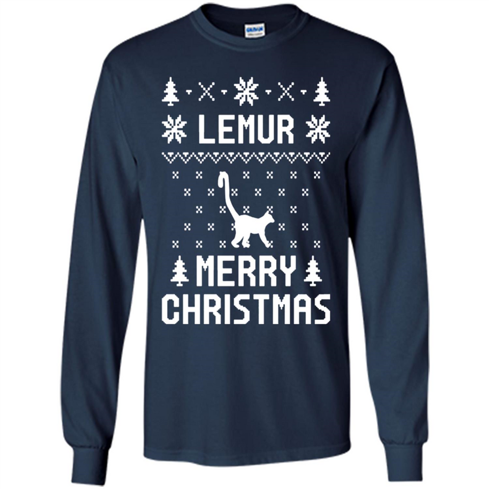 Vintage Tee For Women Men Graphic Shirts Lemur Ugly Christmas Sweater - Long Sleeve T-Shirt