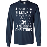 Vintage Tee For Women Men Graphic Shirts Lemur Ugly Christmas Sweater - Long Sleeve T-Shirt