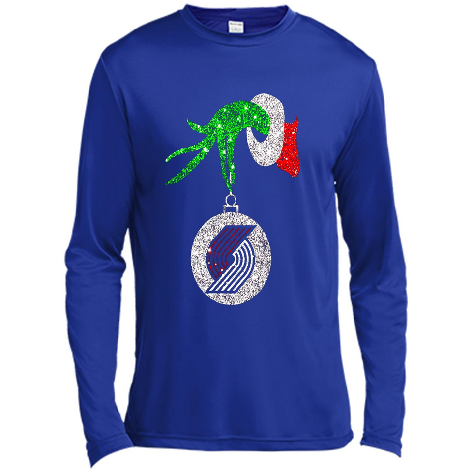Amazing shirt Portland Trail Blazers Glitter Grinch Monogram Ornament Christmas - Canvas Long Sleeve T-Shirt