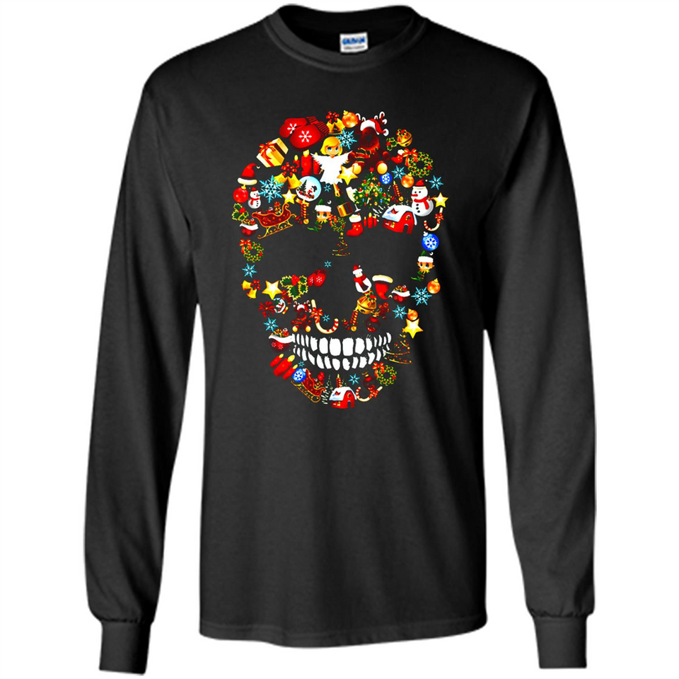 Skull Christmas Decorations Merry Xmas T-Shirt - Long Sleeve T-Shirt