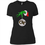 Fantastic Georgia Tech Yellow Jackets Glitter Grinch Monogram Ornament Christmas - Ladies' Boyfriend T-Shirt