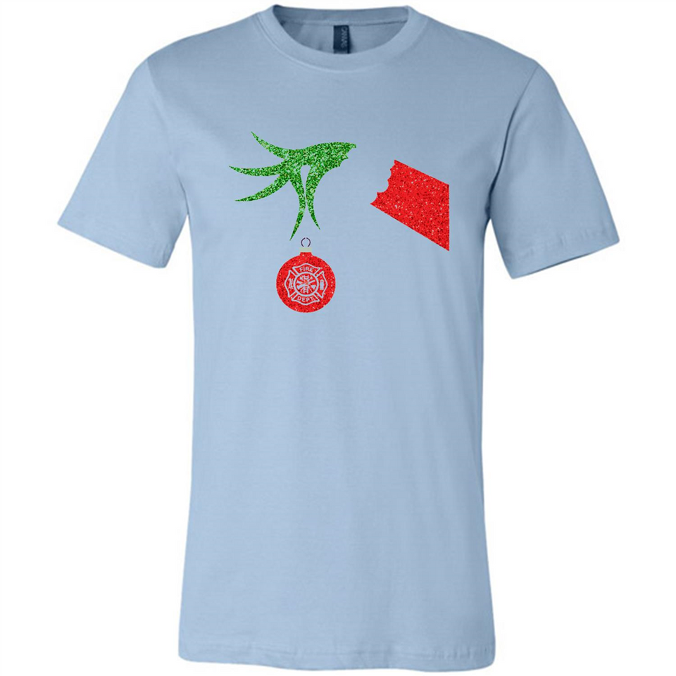 Funny Grinch Hand holding Firefighter ornament Christmas Sporty T-Shirt - Canvas Unisex T-Shirt