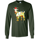Christmas Lights Goat Wearing Santa Hat T-Shirt - Long Sleeve T-Shirt