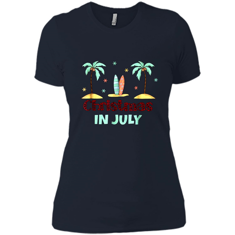 Christmas In July Shirt Surfing Palm Trees Surfboard - Ladies' Boyfriend T-Shirt