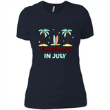 Christmas In July Shirt Surfing Palm Trees Surfboard - Ladies' Boyfriend T-Shirt