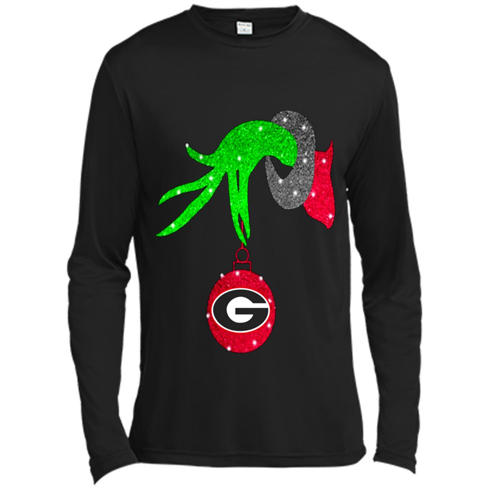 GRINCH HAND HOLDING GEORGIA BULLDOGS GLITTER CHRISTMAS PINGPONG