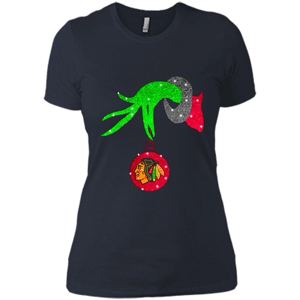 GRINCH HAND HOLDING CHICAGO BLACKHAWKS GLITTER CHRISTMAS PINGPONG