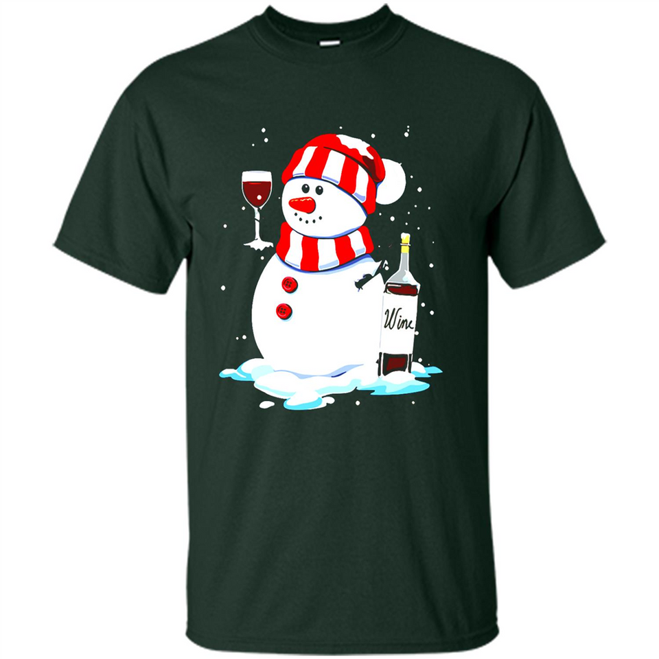 Cute Snowman drink Red Wine Christmas T-Shirt - Shirt