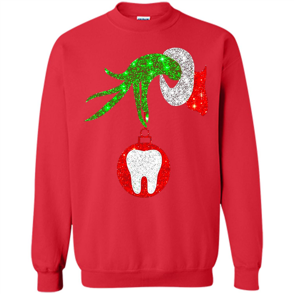 Christmas Nurse Grinch hand holding clinic dental ornament - Sweatshirt
