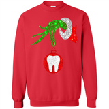 Christmas Nurse Grinch hand holding clinic dental ornament - Sweatshirt