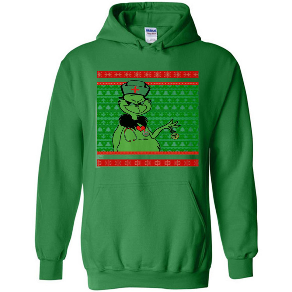 Grinch Nurse Ugly Christmas Sporty T-Shirt PINGPONG - Hoodie