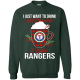 I Just Want To Drink Hot Chocolate & Watch Texas Rangers Ugly Christmas Sweater PINGPONG
