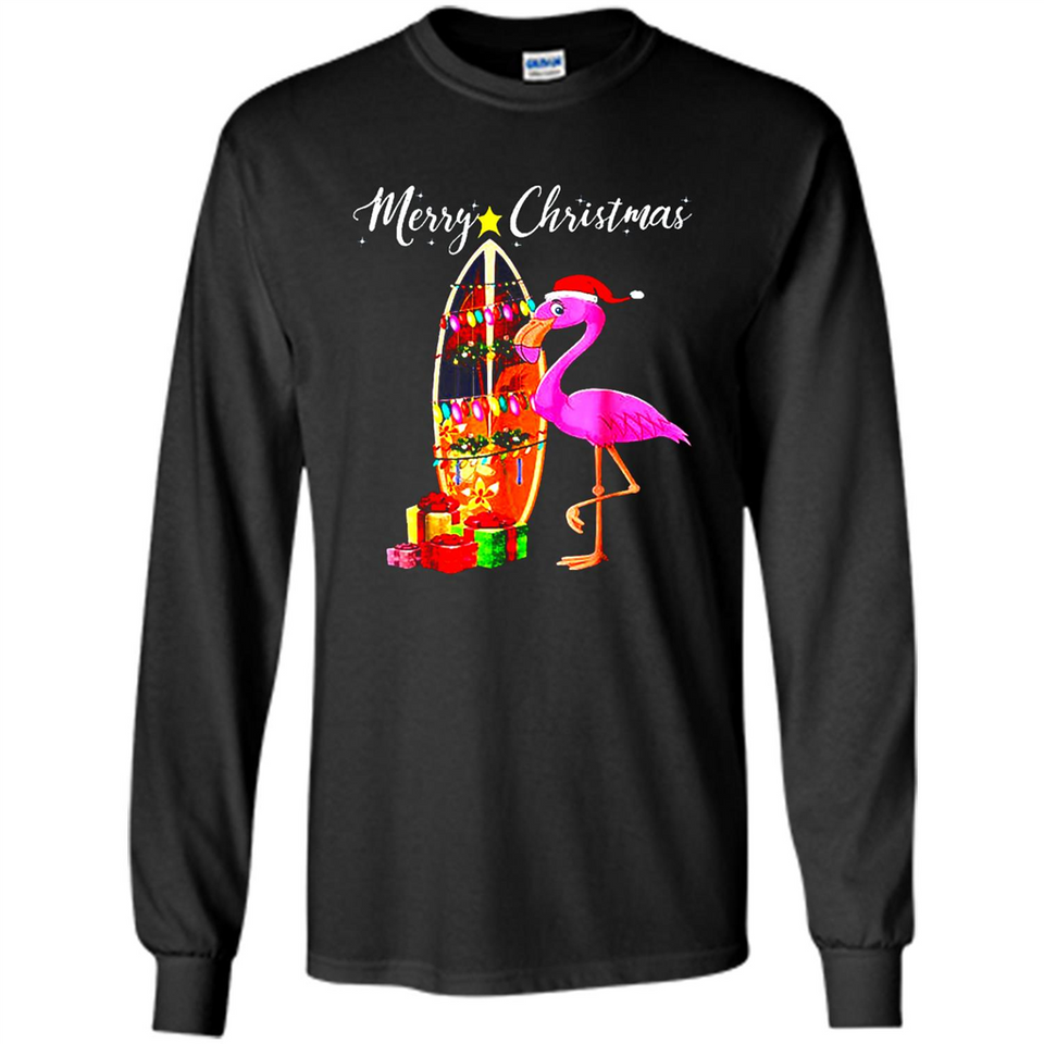 Flamingo Christmas Shirt, Merry Christmas Shirt , Flamingo - Long Sleeve T-Shirt