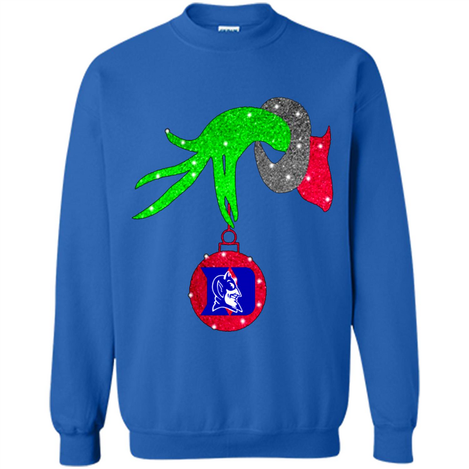 GRINCH HAND HOLDING DUKE BLUE DEVILS GLITTER CHRISTMAS PINGPONG