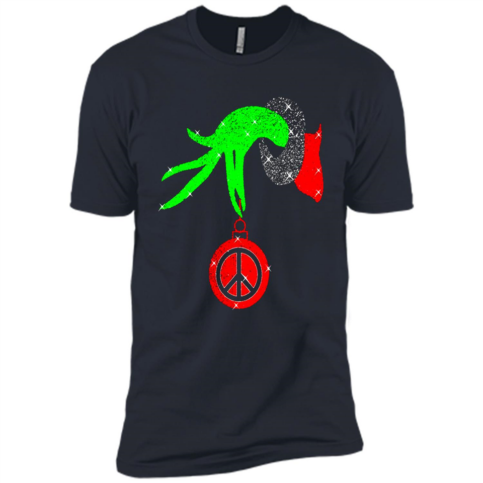 Christmas The Grinch Hand Holding Hippie Ornament - Premium Short Sleeve T-Shirt