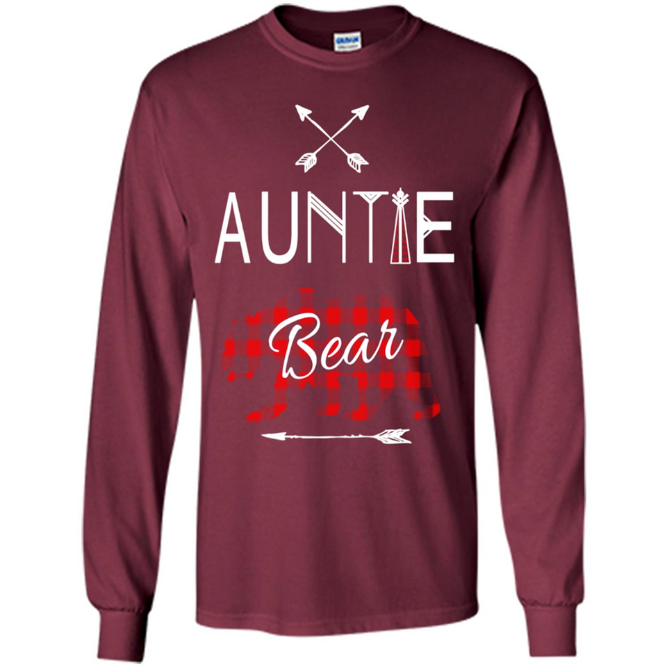 Aunt Shirt Buffalo Plaid Family Camp Bear Tee - Long Sleeve T-Shirt