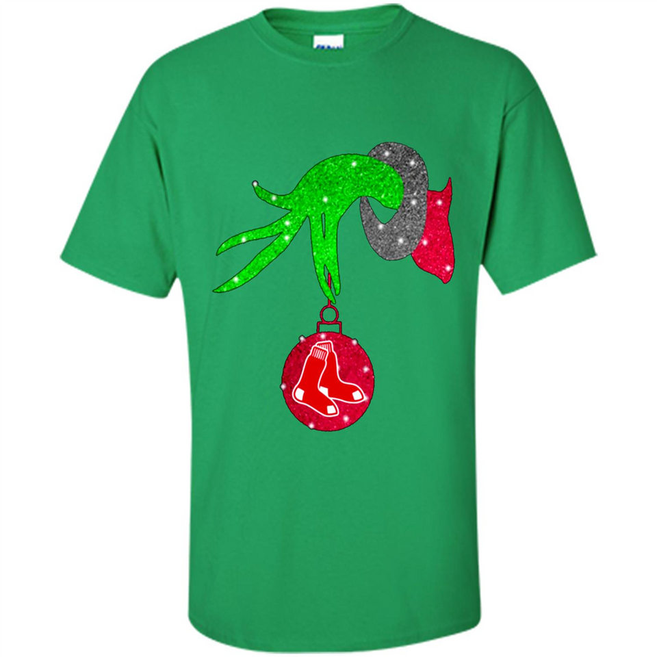 GRINCH HAND HOLDING BOSTON RED SOX GLITTER CHRISTMAS PINGPONG