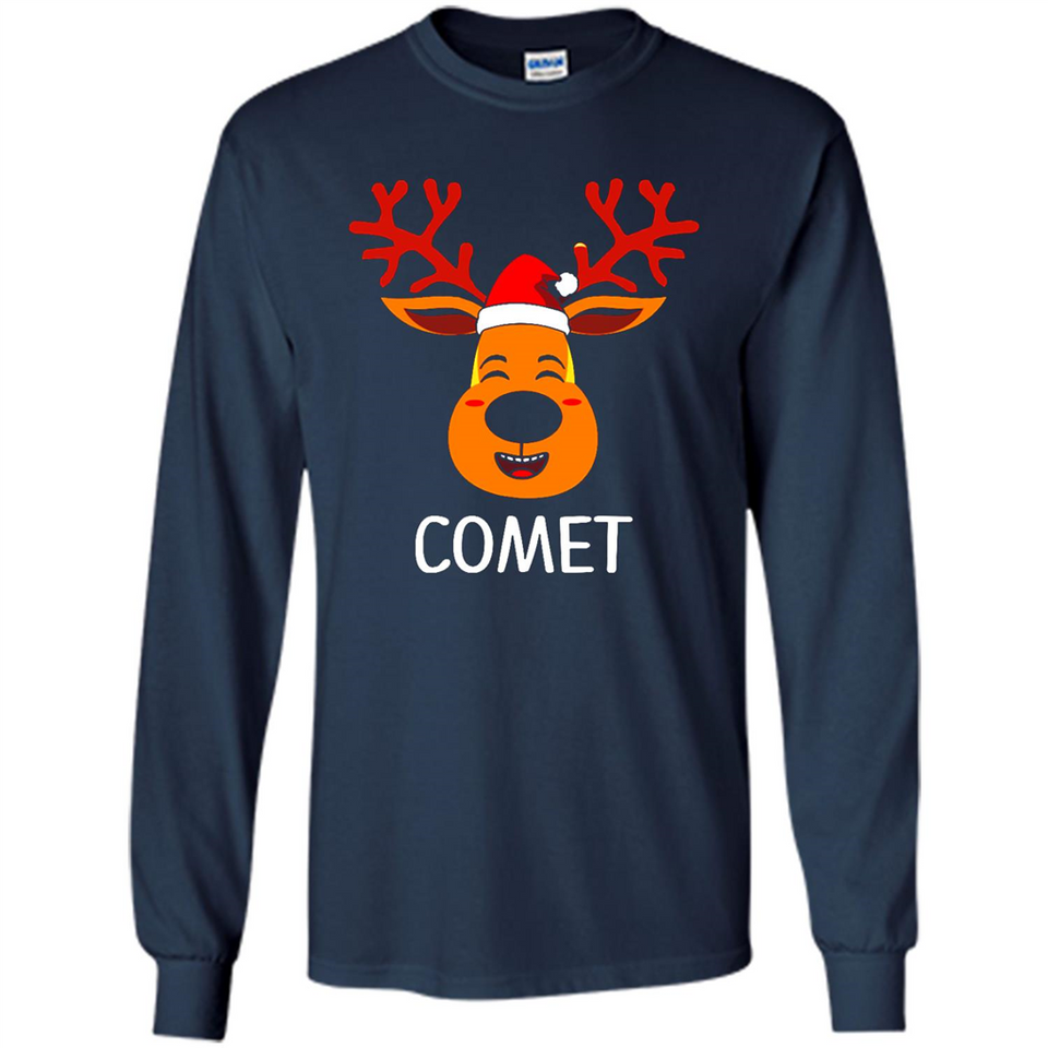 Comet Santa Claus Funny Xmas Holiday T-Shirt - Long Sleeve T-Shirt