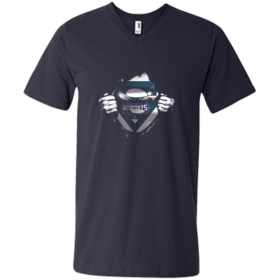 Charlotte Hornets And Superman Fans - Men's V-Neck