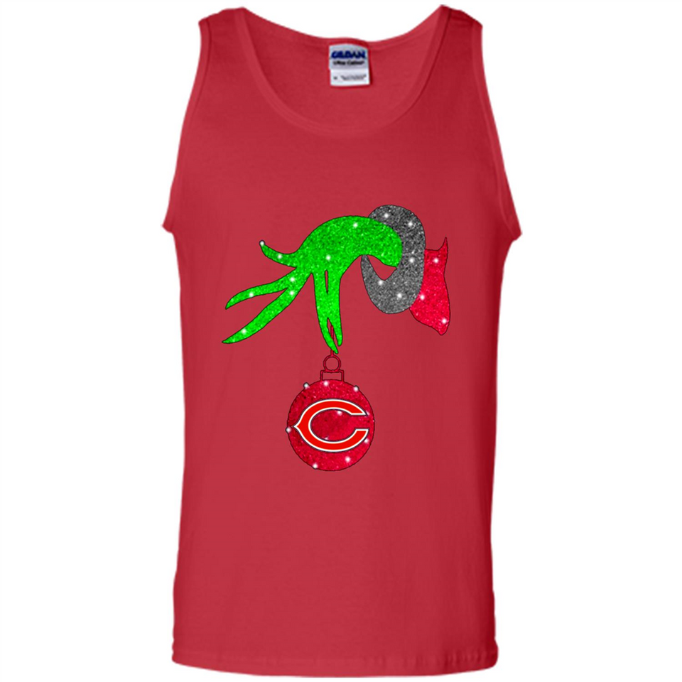 GRINCH HAND HOLDING CHICAGO BEARS GLITTER CHRISTMAS PINGPONG