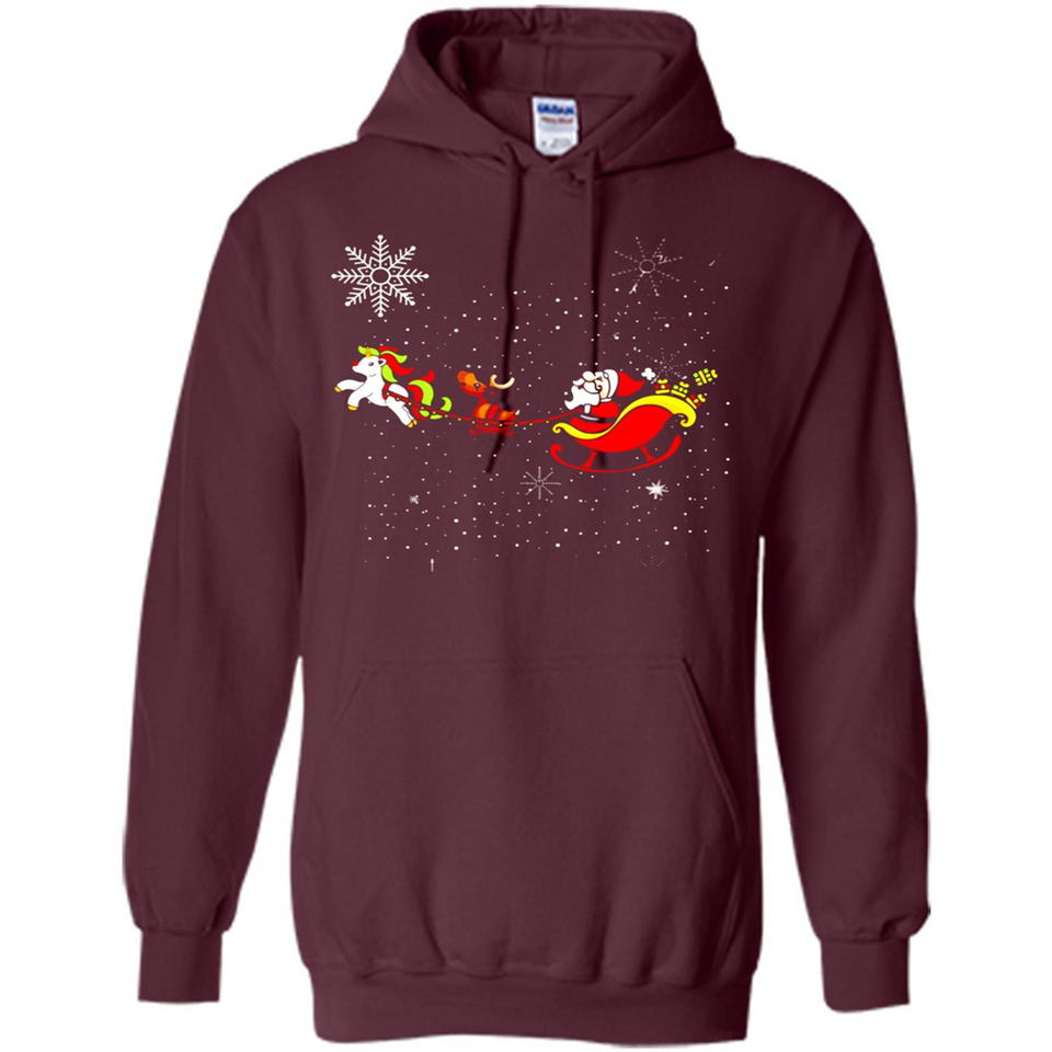 Christmas Unicorn Rudolph and Santa - Hoodie