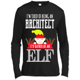 Tired Architect I'd Rather Be An Elf Christmas - Canvas Long Sleeve T-Shirt