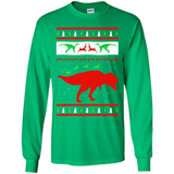 Dinosaur and Santa Clause Ugly Christmas Sweater - Long Sleeve T-Shirt