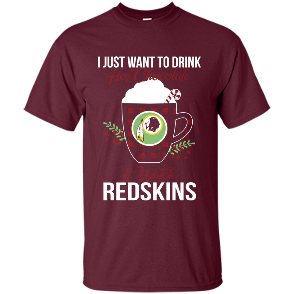I Just Want To Drink Hot Chocolate & Watch Washington Redskins Ugly Christmas Sweater PINGPONG