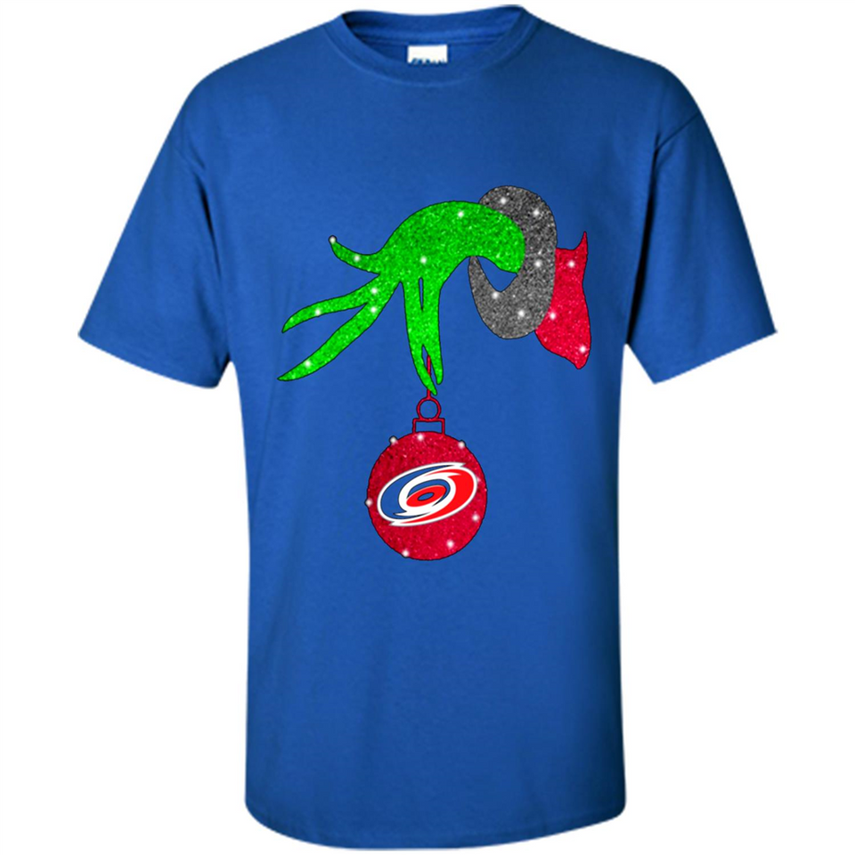 GRINCH HAND HOLDING CAROLINA HURRICANES GLITTER CHRISTMAS PINGPONG
