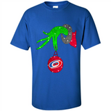 GRINCH HAND HOLDING CAROLINA HURRICANES GLITTER CHRISTMAS PINGPONG