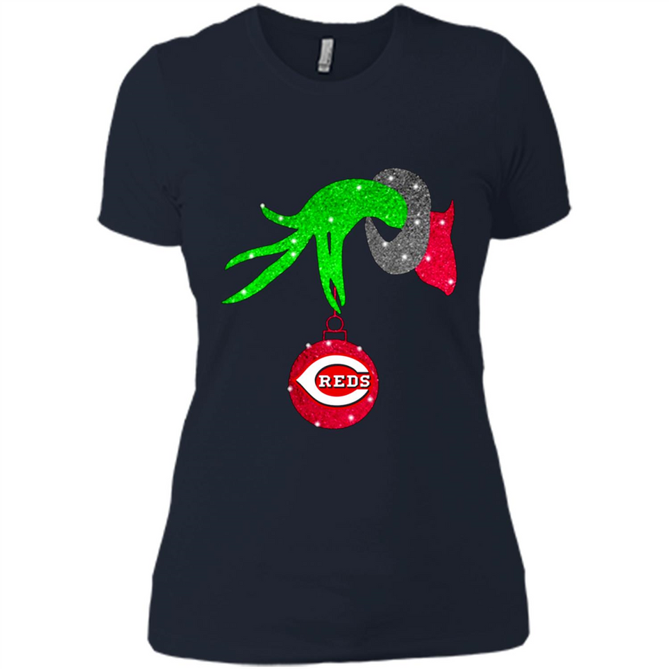 GRINCH HAND HOLDING CINCINNATI REDS GLITTER CHRISTMAS PINGPONG