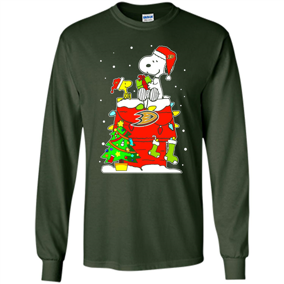 Anaheim Ducks Snoopy Ugly Christmas Sweaters - Long Sleeve T-Shirt