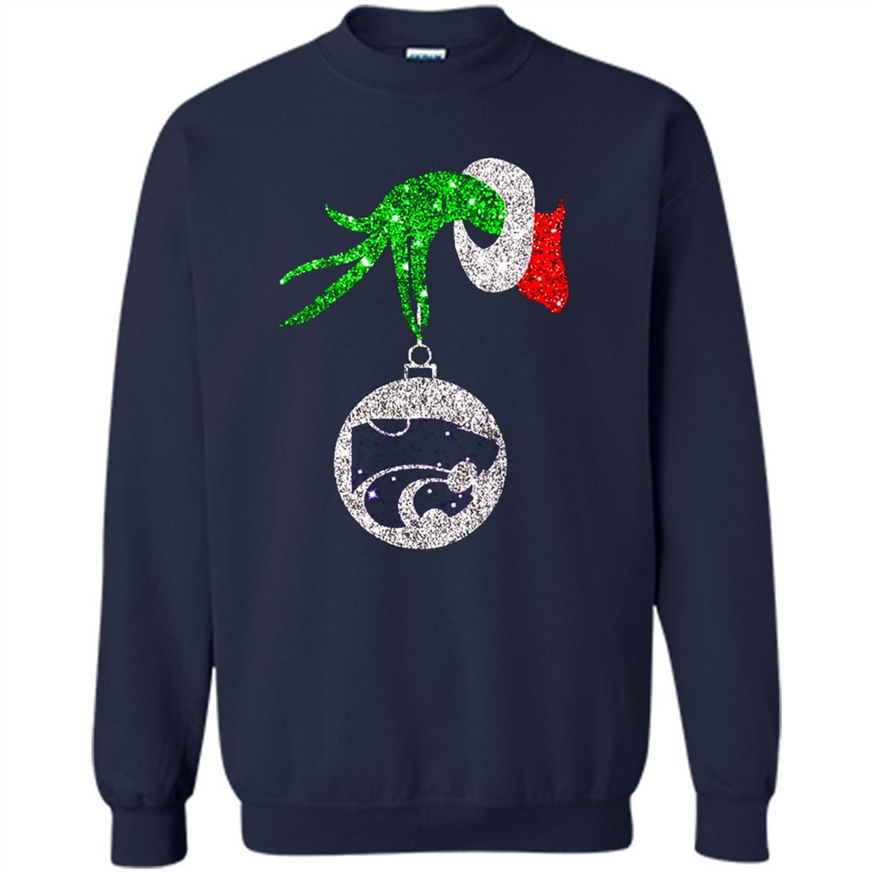 Amazing Kansas State Wildcats Glitter Grinch Monogram Ornament Christmas Gift - Sweatshirt