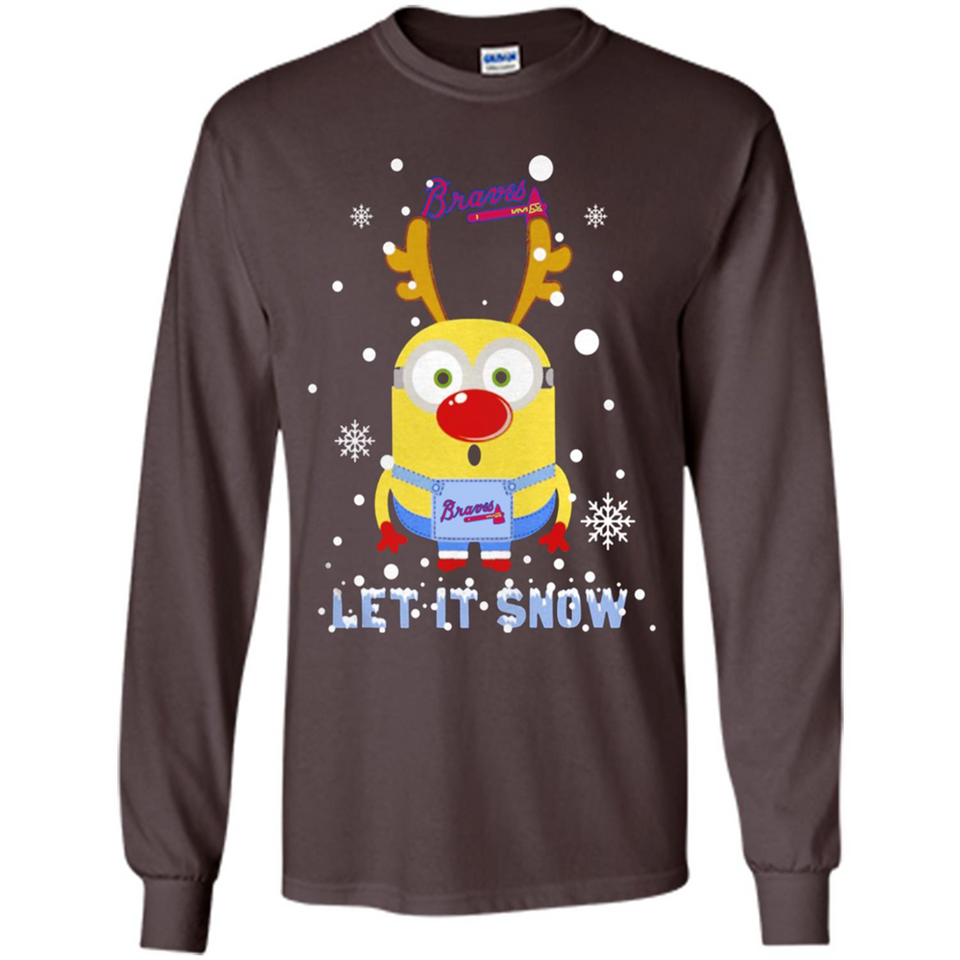 Minion Atlanta Braves Ugly Christmas Sweater Let it Snow - Long Sleeve T-Shirt