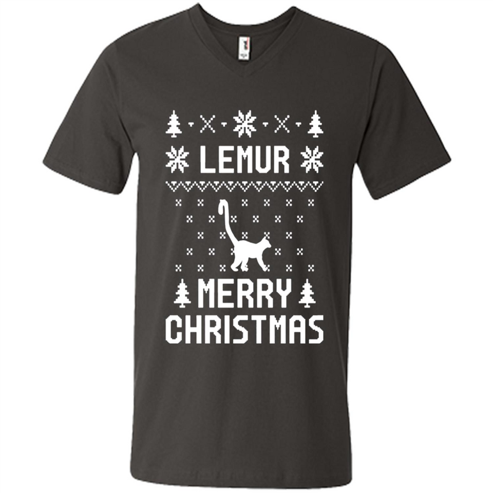Vintage Tee For Women Men Graphic Shirts Lemur Ugly Christmas Sweater - Men's V-Neck