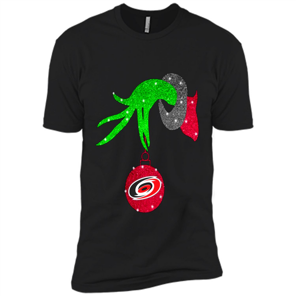 GRINCH HAND HOLDING CAROLINA HURRICANES GLITTER CHRISTMAS PINGPONG