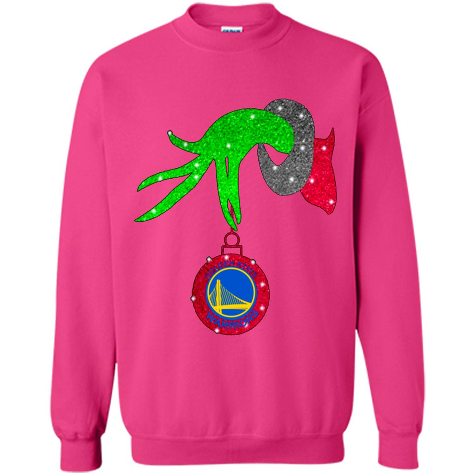 GRINCH HAND HOLDING GOLDEN STATE WARRIORS GLITTER CHRISTMAS PINGPONG