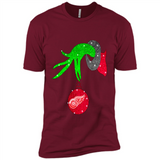 GRINCH HAND HOLDING DETROIT RED WINGS GLITTER CHRISTMAS PINGPONG