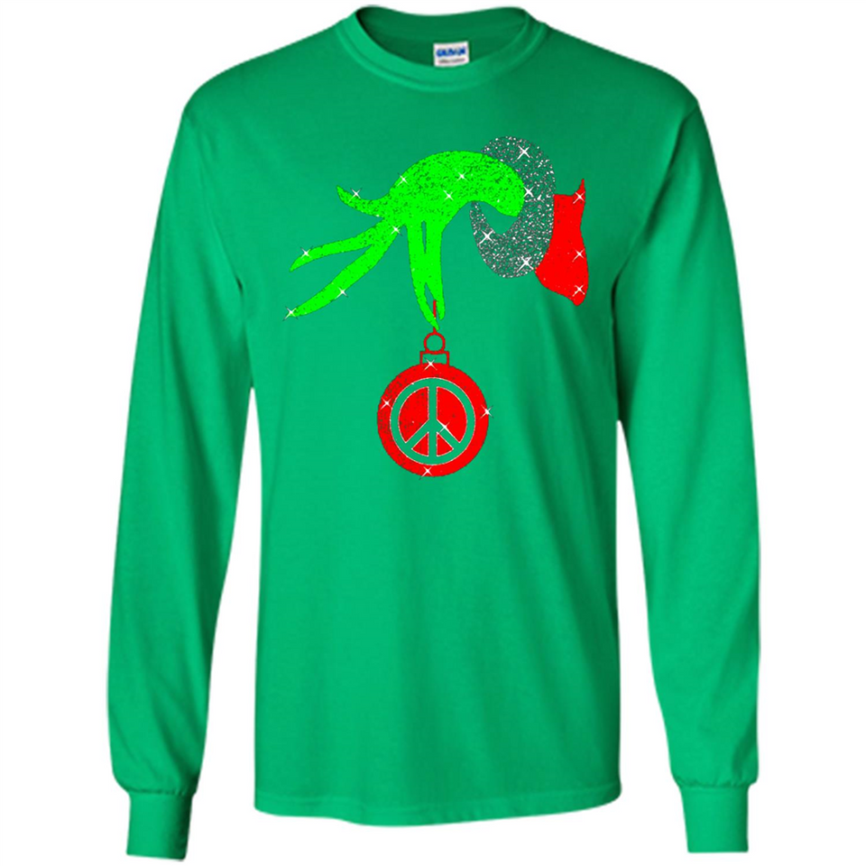 Christmas The Grinch Hand Holding Hippie Ornament - Long Sleeve T-Shirt