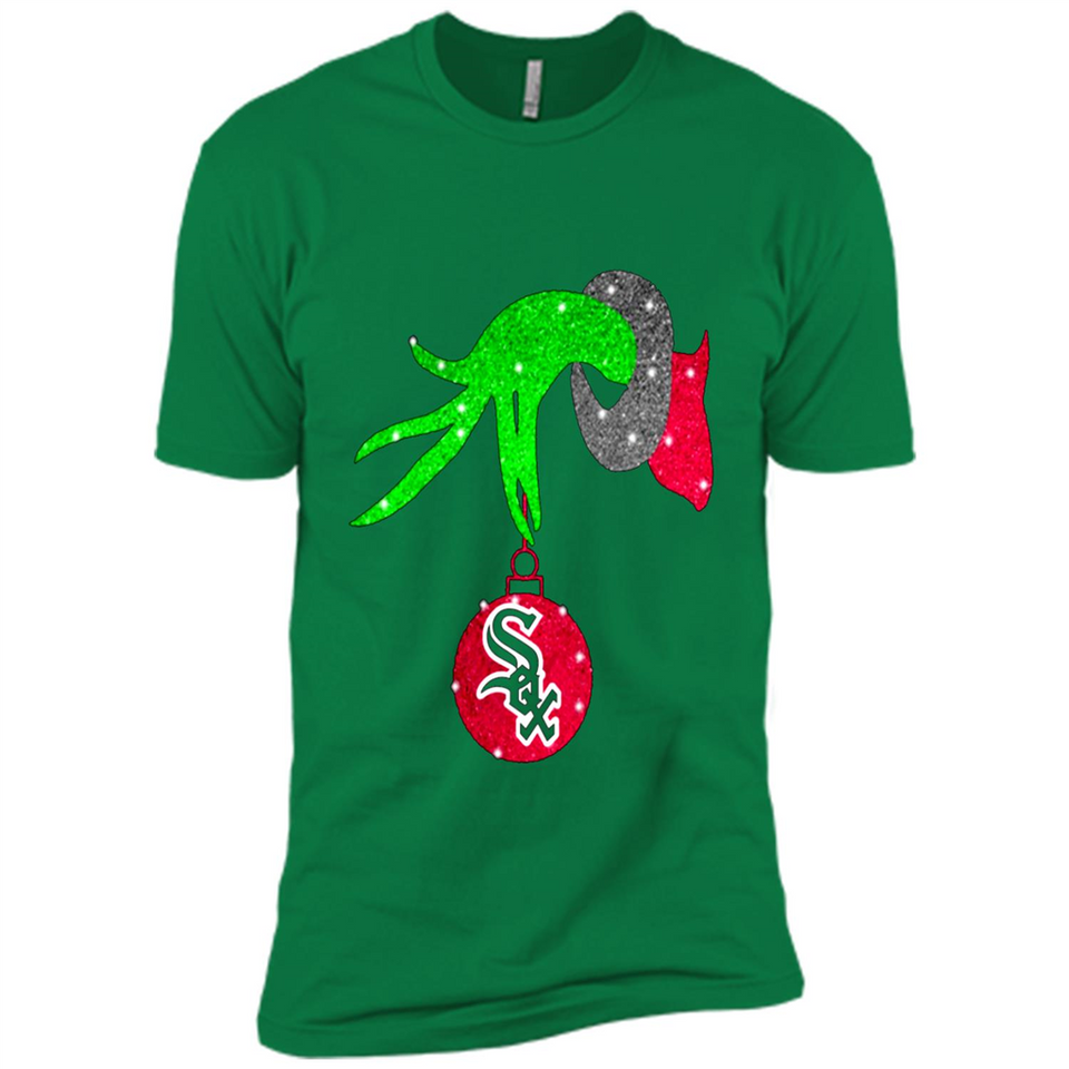 GRINCH HAND HOLDING CHICAGO WHITE SOX GLITTER CHRISTMAS PINGPONG