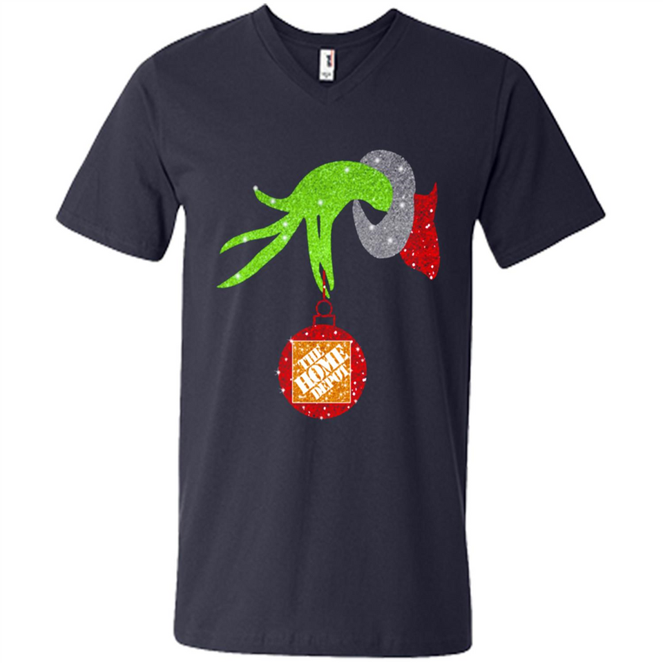 Grinch hand holding Logo HomeDepot Glitter Christmas - Men's V-Neck