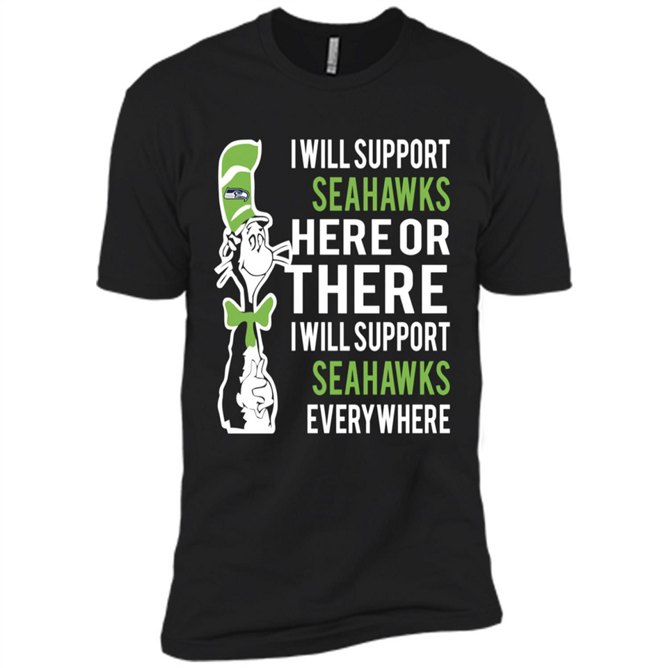 Shirt For Dr Seuss Cat And Seattle Seahawks Fans - Premium Short Sleeve T-Shirt