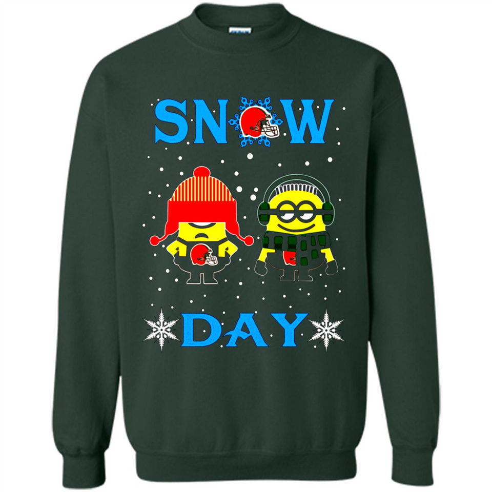 Snow Day Shirt For Cleveland Browns Vs Minion Fans pingpong