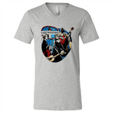 Dancing Funny Guitar Vintage Metal Rock Band Shirt PINGPONG - Canvas Unisex V-Neck